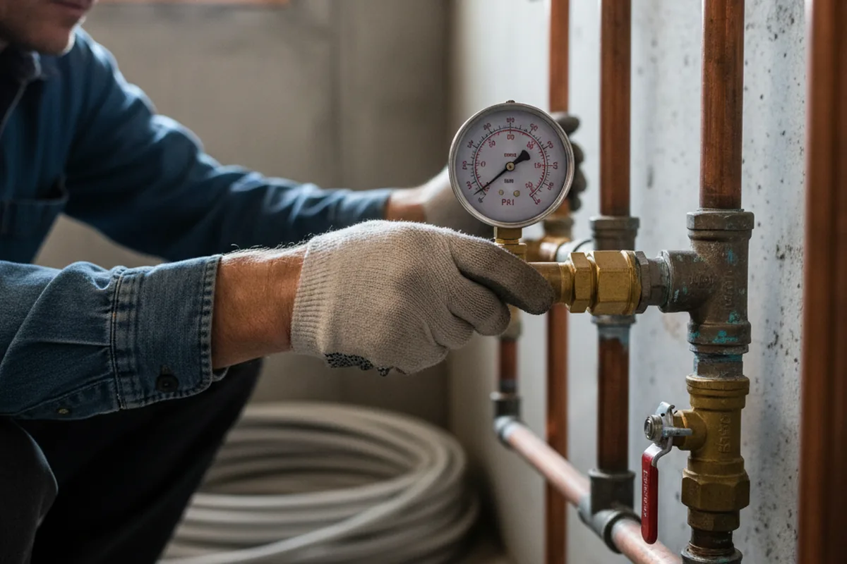 Pressure testing a repaired line during Water Line Repair in El Paso